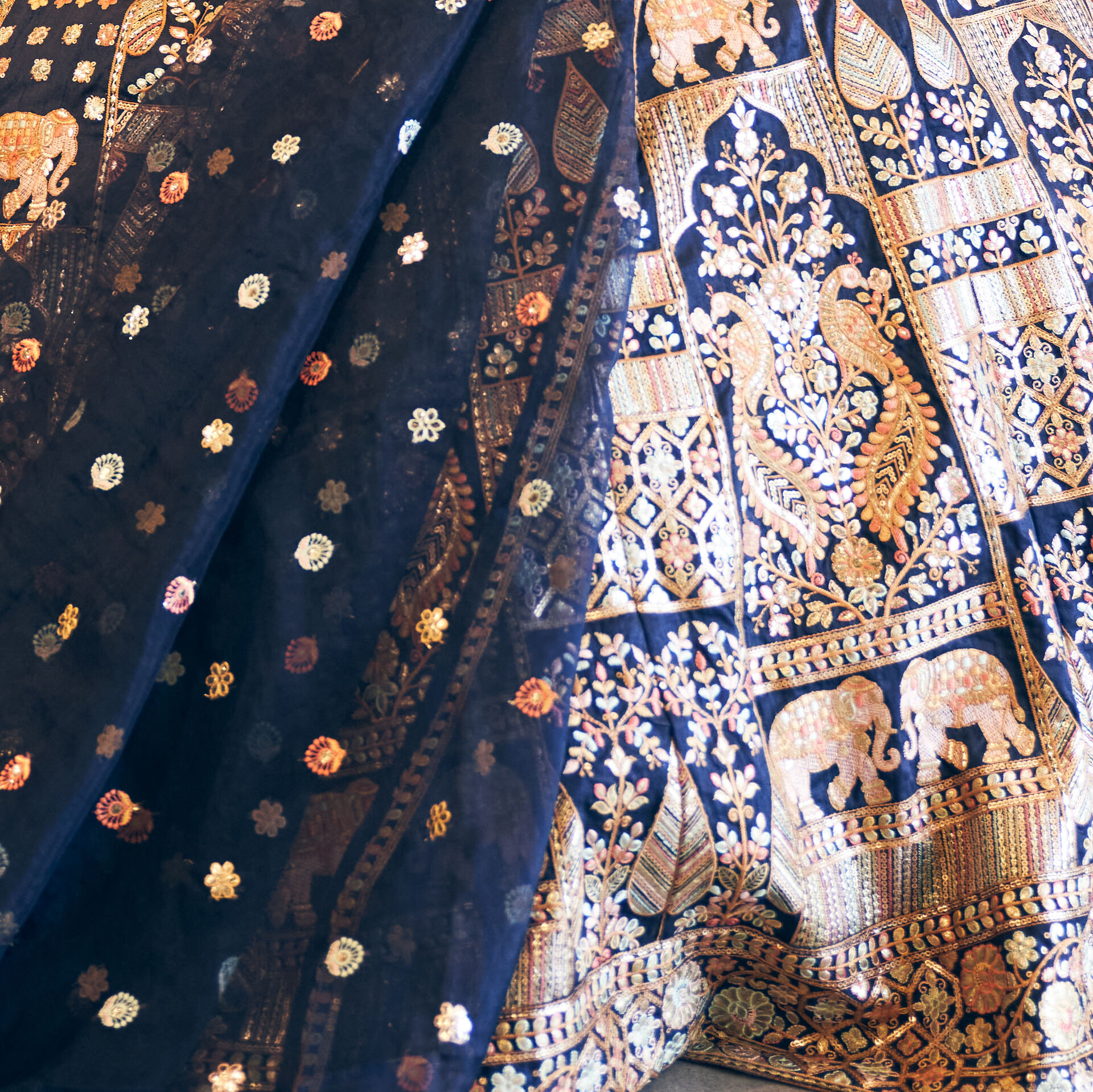 Bridal embroidery detail · gold zardozi